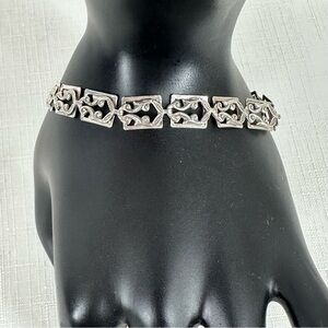 Vintage Danecraft Sterling Silver Filigree Link Bracelet